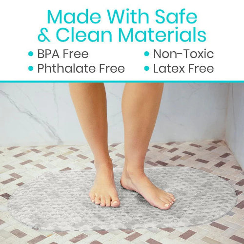 Vive Health Oval Bath Mat, Nonslip Suction Cups, Clear PVC