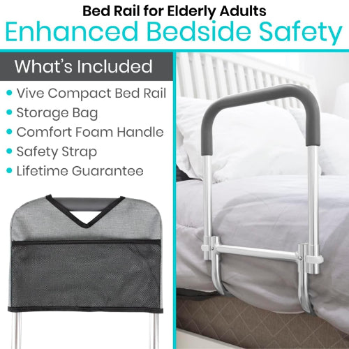 Vive Health Compact Bed Rail with Side Bag