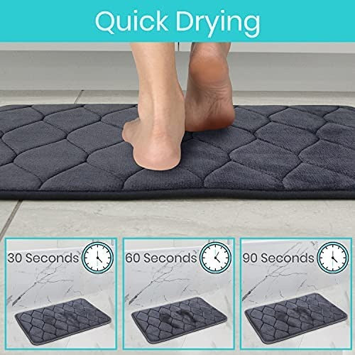 Vive Health Memory Foam Bath Mat, Gray