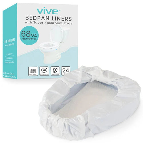 Vive Health Bedpan Liners with Super Absorbent Pads for Sanitary Disposal, Moovkart
