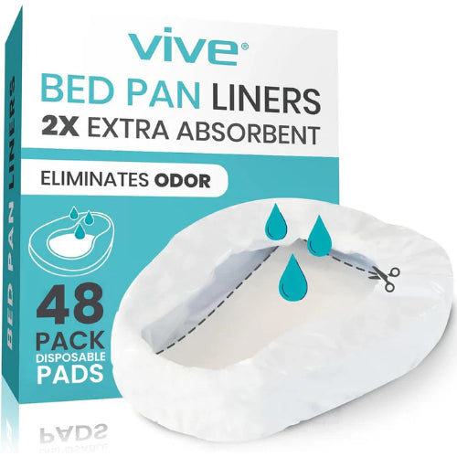 Vive Health Bedpan Liners with Super Absorbent Pads