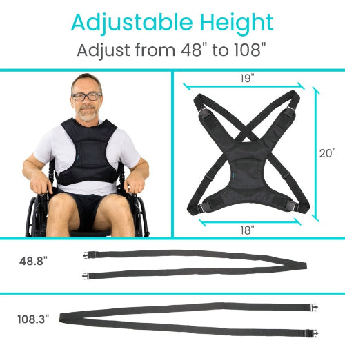 Vive Health Adjustable Vest Restraint for Wheelchair or Bed Safety