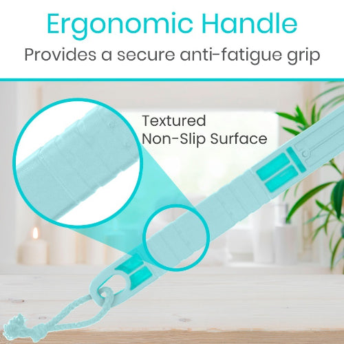 Vive Health Interchangeable Loofah Handle, Extended Reach and Secure Grip for Exfoliation, Teal