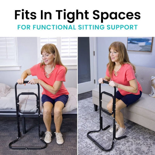 Vive Health Multi-Room Stand Assist with three ergonomic handles and sturdy steel frame, promoting independence, Moovkart