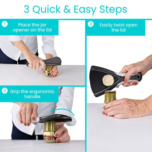 Vive Health Jar Opener with Stabilizing Rubber Pad for Easy Grip