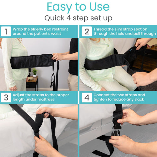 Vive Health Adjustable Elderly Bed Restraint, Secure Safety Belt for Fall Prevention