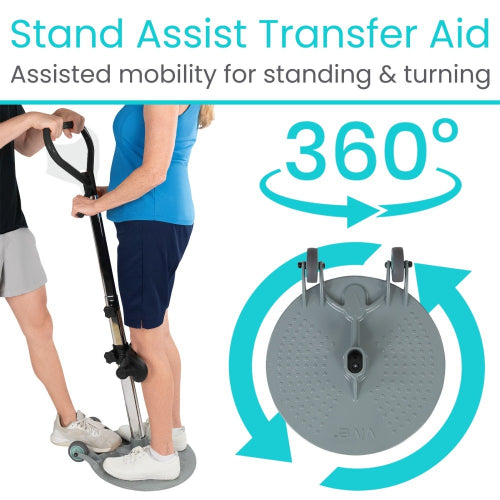 Vive Health Stand Assist Transfer Disc Rotating transfer disc that aids in smooth, safe patient transfers, supporting up to 20 lbs for stability