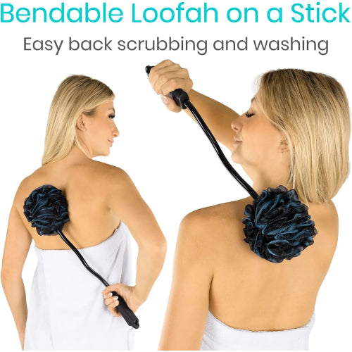 Vive Health Bendable Loofah Brush with Adjustable Handle