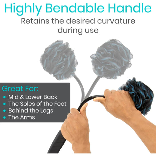 Vive Health Bendable Loofah Brush with Adjustable Handle