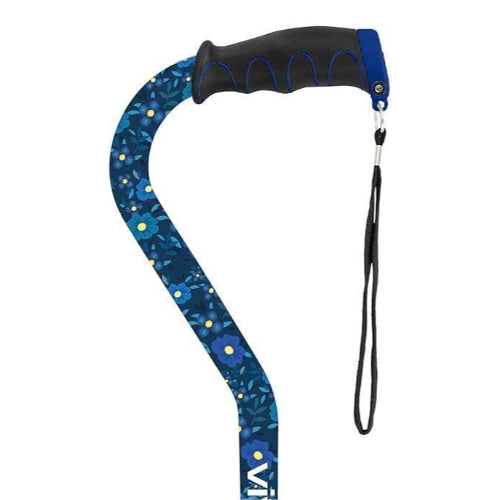 Vive Health Offset Cane, Blue Floral, Pack of 24