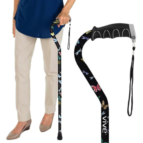 Vive Health Offset Cane with ergonomic handle and slip-resistant tip for stable mobility, Moovkart.