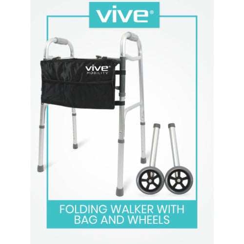 Vive Health Folding Walker, Lightweight With Black Bag