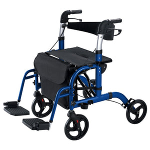 Vive Health Wheelchair Rollator Hybrid Aluminum, Blue