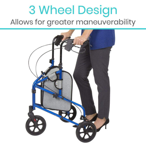 Vive Health 3 Wheel Rollator, Blue