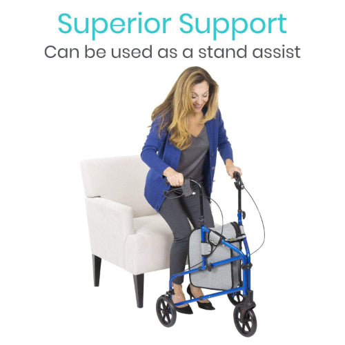 Vive Health 3 Wheel Rollator, Blue