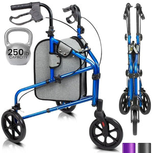 Vive Health 3 Wheel Rollator, Blue