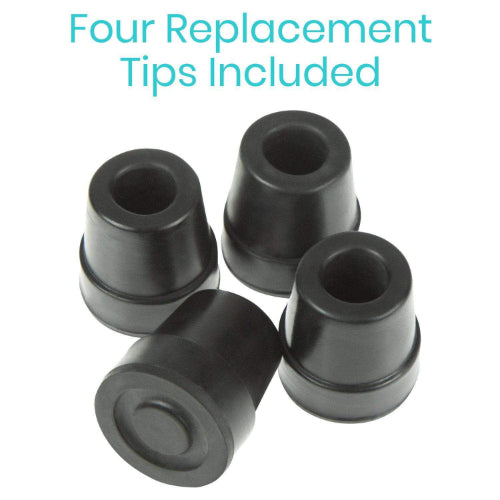 Vive Health Quad Cane Replacement Tips, Black