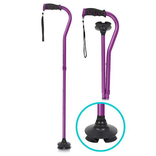 Vive Health Folding Offset Cane Swivel Quad Base, Purple, 2 Each