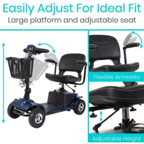 Vive Health 4 Wheel Mobility Scooter Electric Powered Wheelchair Device C-Series, Blue