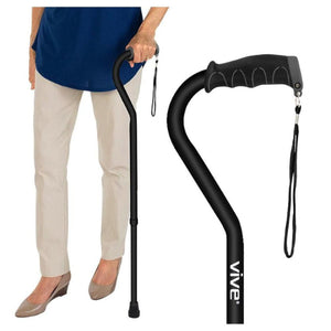 Vive Health Soft Grip Adjustable Offset Cane with Slip-Resistant Design for Enhanced Mobility