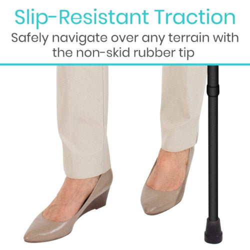 Vive Health Soft Grip Adjustable Offset Cane with Slip-Resistant Design for Enhanced Mobility