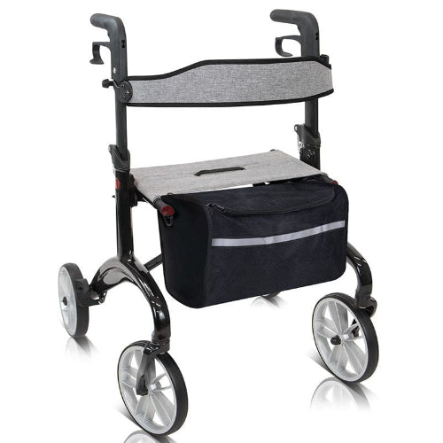 Vive Health  Rollator with Carbon Fiber,smooth navigation,adjustable handles and spacious storage. Ideal mobility aid for comfort, Moovkart.