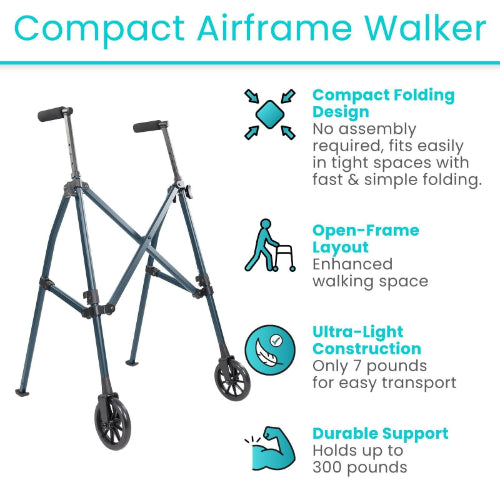 Vive Health Compact Airframe Walker, Lightweight Foldable Design