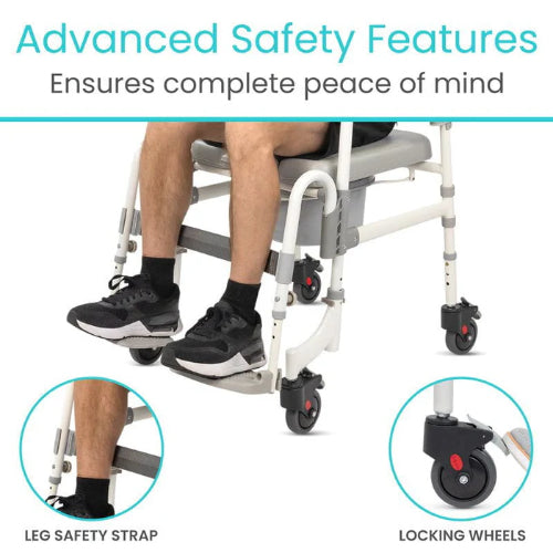 Vive Health Shower Commode Aluminum Transport Chair