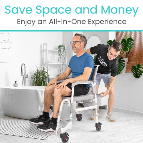 Vive Health Shower Commode Aluminum Transport Chair