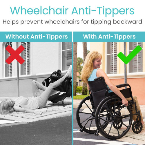 Vive Health Curved Anti-Tippers for Wheelchairs with Steel Design for Stability and Support