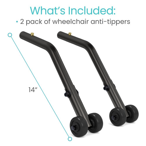 Vive Health Curved Anti-Tippers for Wheelchairs with Steel Design for Stability and Support