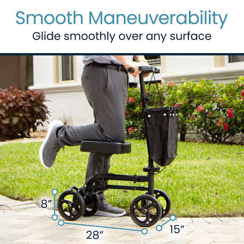 Vive Health Core Knee Walker with 8 Inches Wheels, Adjustable Handle and Cushioned Knee Pad