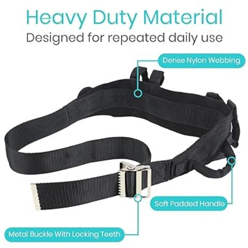 Vive Health Transfer Belt with 6 Handles, Reinforced Nylon