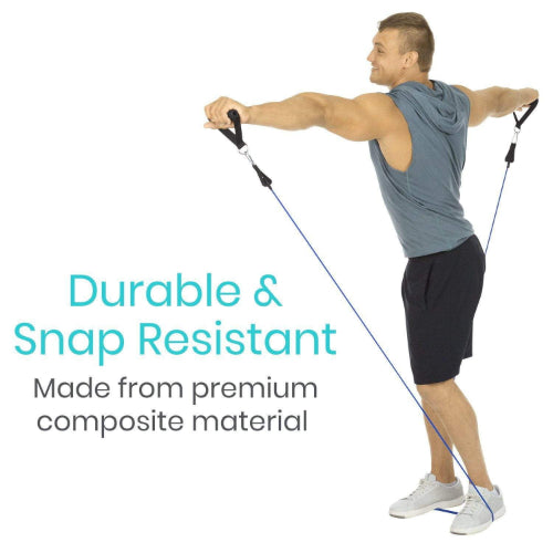 Vive Health Tube Resistance Bands with Metal Clips, Handles/Loops and Door Anchor, 11 Pieces