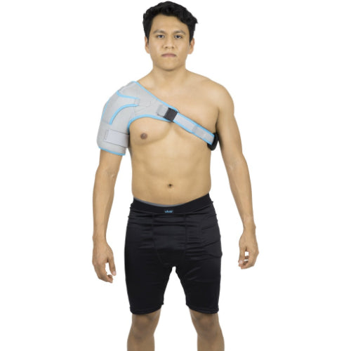 Vive Health Shoulder Ice Wrap, Hot/Cold, Neoprene with Chest, Gray