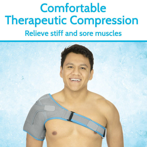 Vive Health Shoulder Ice Wrap, Hot/Cold, Neoprene with Chest, Gray