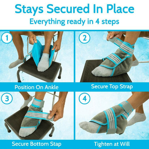 Vive Health Dual Strap Ankle Hot and Cold Pack, Gray