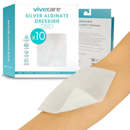 Vive Health 4 Inch Silver Alginate Dressing Sterile, Large