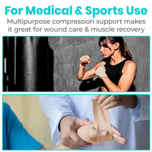 Vive Health Elastic Bandage for Injury Support, Muscle Recovery & Wound Care