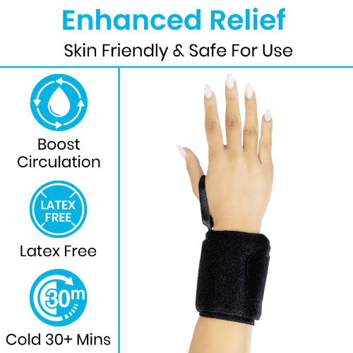 Vive Health Adjustable Hot and Cold Wrist Wraps, Therapy for Pain Relief and Support