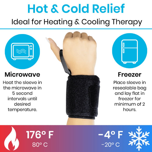 Vive Health Adjustable Hot and Cold Wrist Wraps, Therapy for Pain Relief and Support