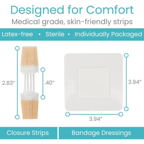 Vive Health Wound Closure Kit, Stitch-Free, Hypoallergenic, Adjustable for Optimal Healing