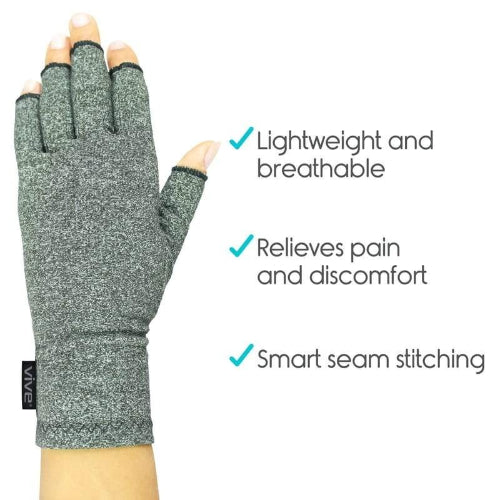 Vive Health Arthritis Gloves for Pain Relief and Joint Support, Gray