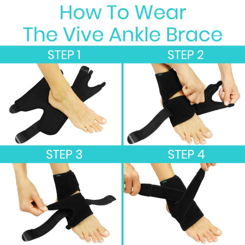 Vive Health Standard Neoprene Ankle Arch Brace, Left or Right, 14 Inches, Black