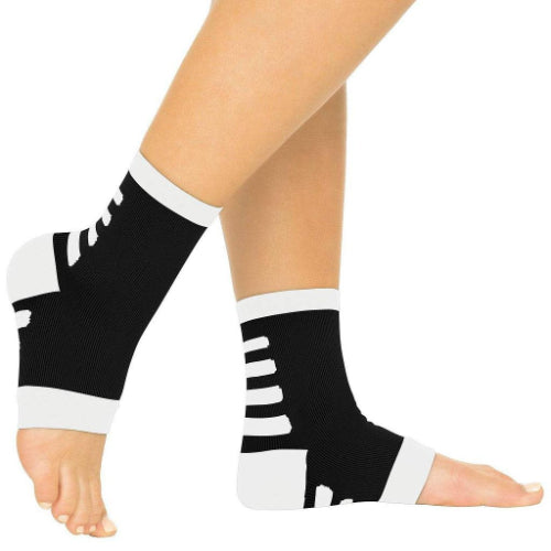 Vive Health Ankle Compression Socks, Small, Black with White, 2 Pairs