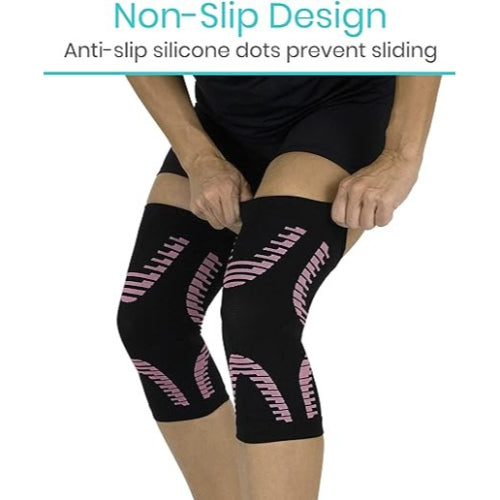 Vive Health Knee Sleeves, Black and Pink, Medium
