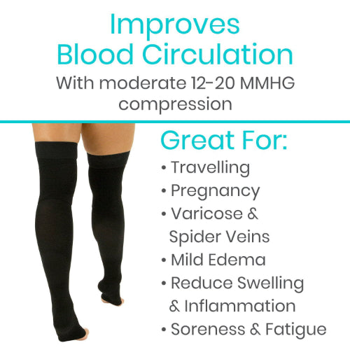 Vive Health Thigh-High Compression Stockings, 15-20 mmHg , Large