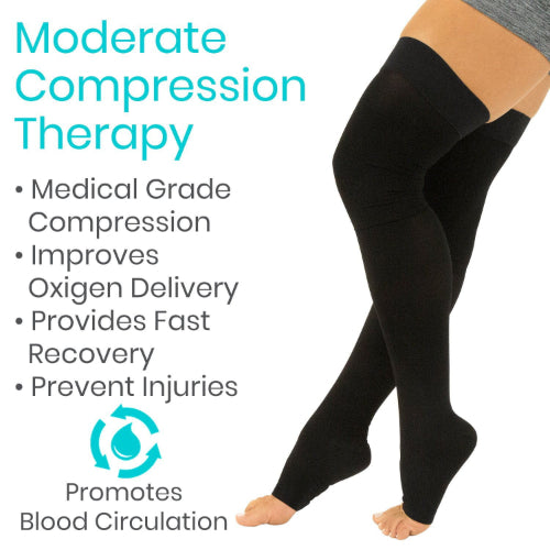 Vive Health Thigh-High Compression Stockings, 15-20 mmHg , Large