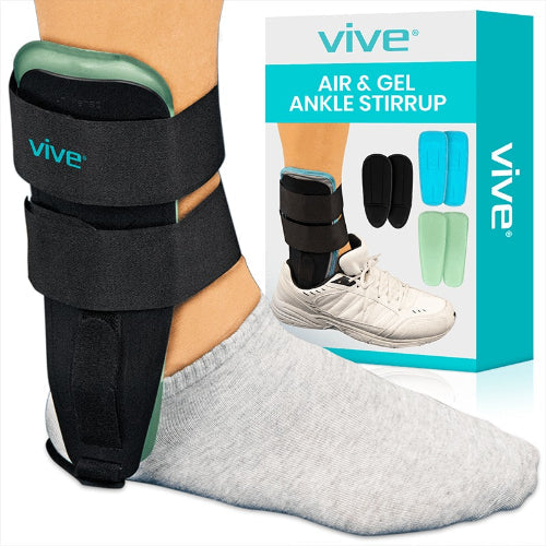 Vive Health Air and Gel Ankle Stirrup – Adjustable Support with Foam, Gel, and Air Pads for Ankle Stability and Pain Relief, Moovkart