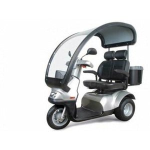 Afikim Afiscooter S3 Touring All-Terrain, GT Dual Seat, 3 Wheel Mobility Scooter, Dual Canopy, Silver